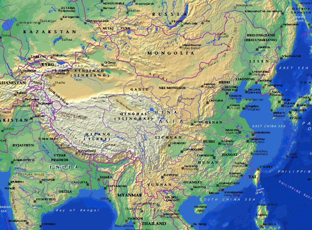 Китайская корейская форма рельефа. Горы Китая на карте. Физическая карта Китая. Рельеф Китая карта. Великая китайская равнина на физической карте Евразии.